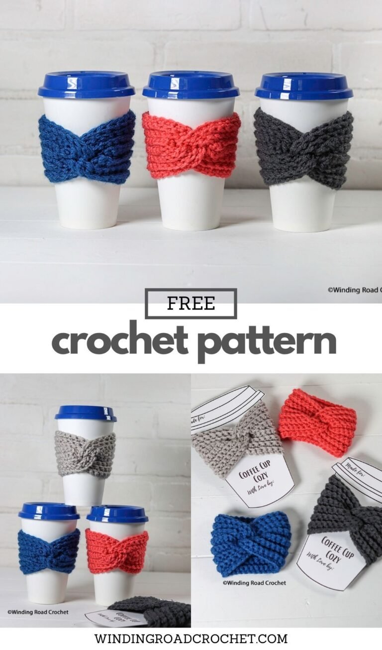 Twisted Cup Cozy Easy Free Crochet Pattern Winding Road Crochet