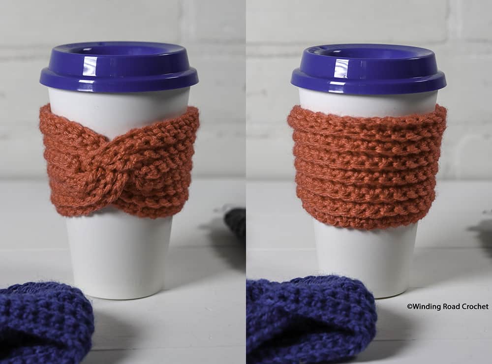 Twisted Cup Cozy Easy Free Crochet Pattern Winding Road Crochet