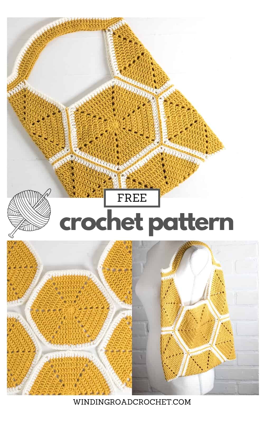 Crochet Hexagon Tote Bag Free Crochet Pattern Winding Road Crochet