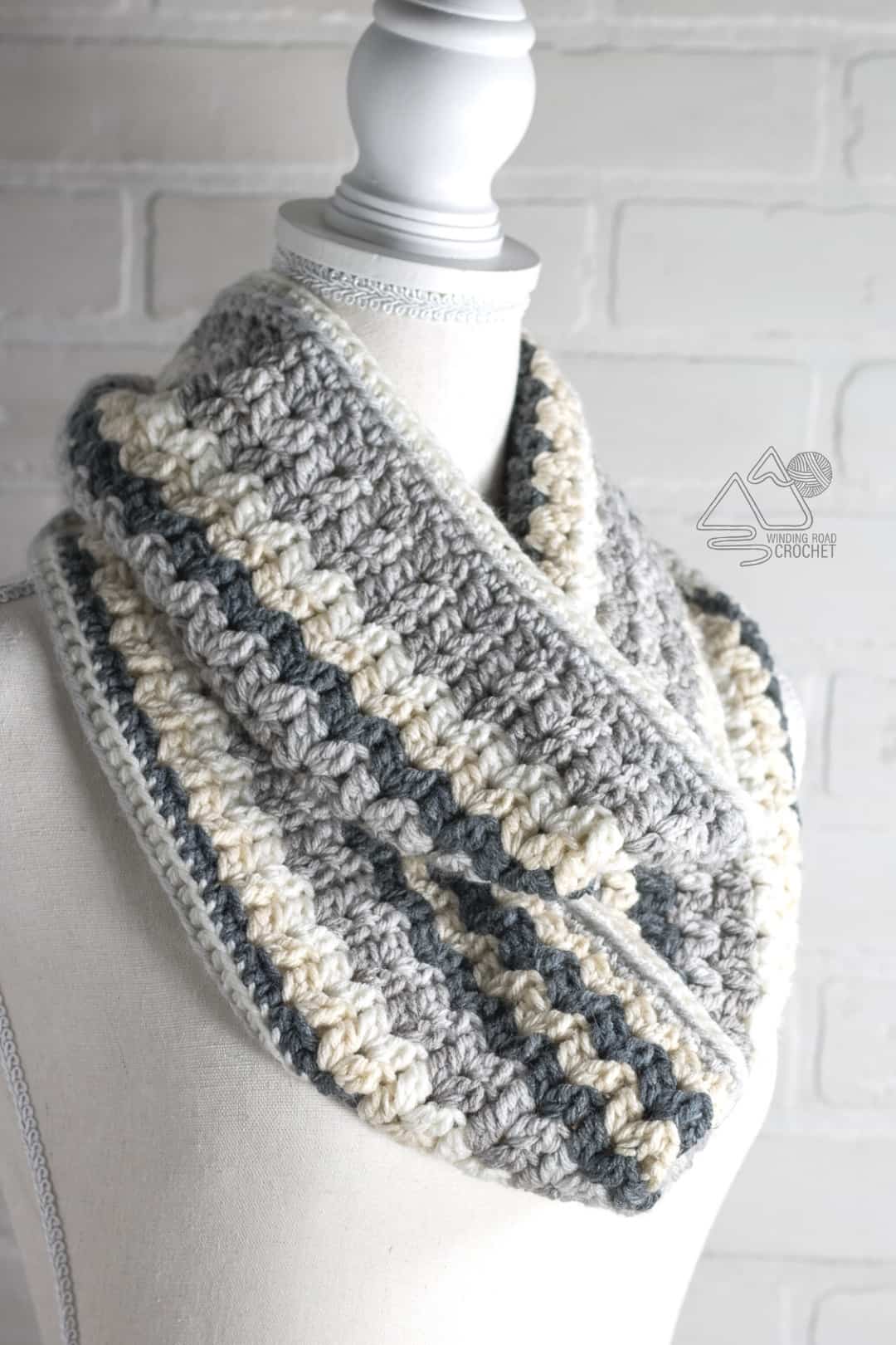 Cluster Stitch Crochet Infinity Scarf Free Pattern - Winding Road Crochet