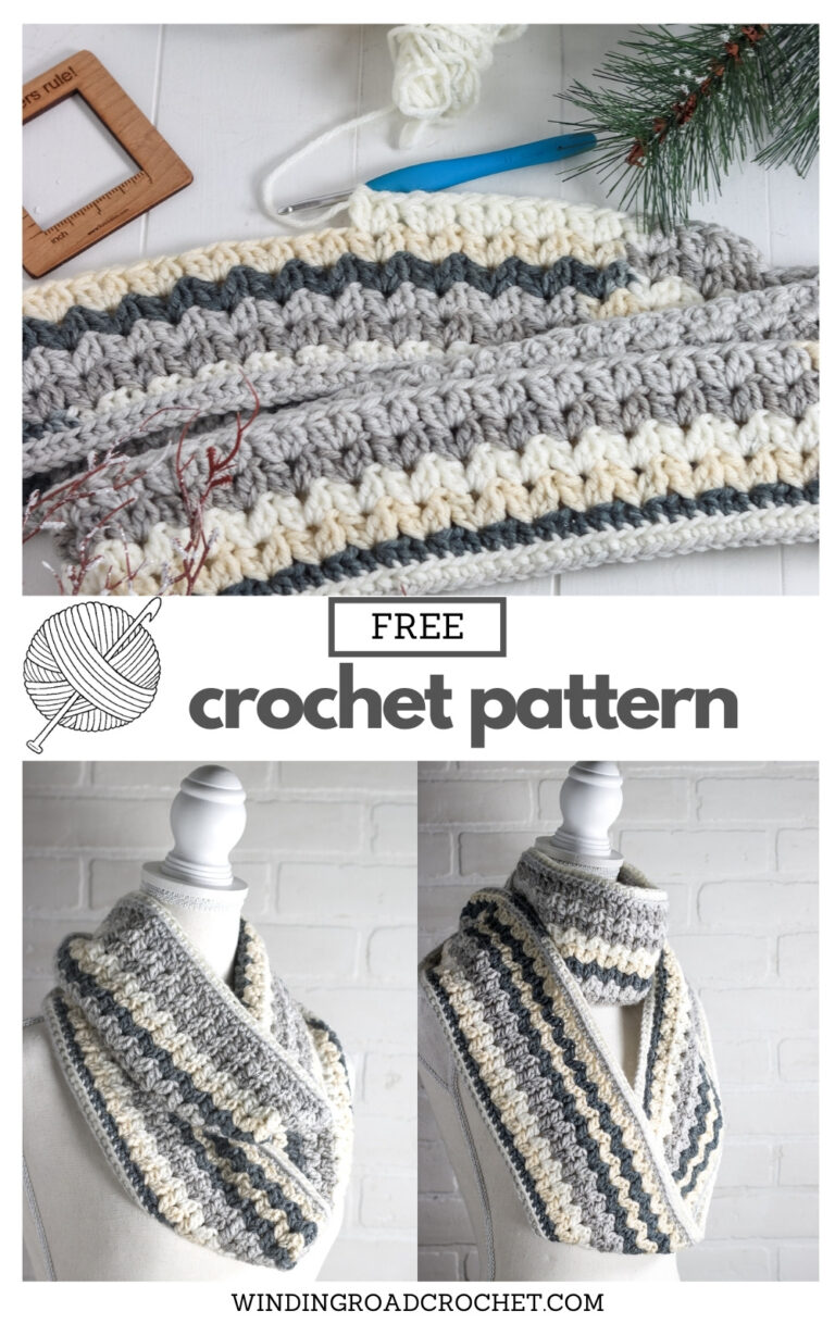 Cluster Stitch Crochet Infinity Scarf Free Pattern - Winding Road Crochet