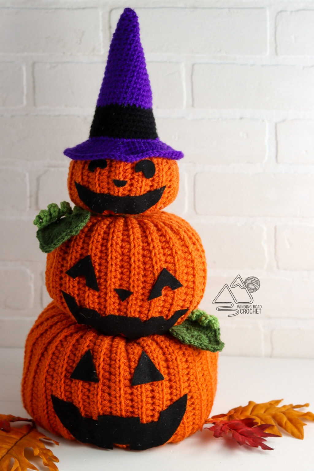 Crochet Stacked Pumpkin Jack O'Lanterns Free Pattern Winding Road Crochet
