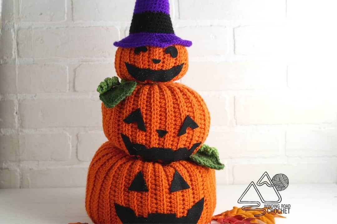 Crochet Stacked Pumpkin Jack O'Lanterns Free Pattern Winding Road Crochet