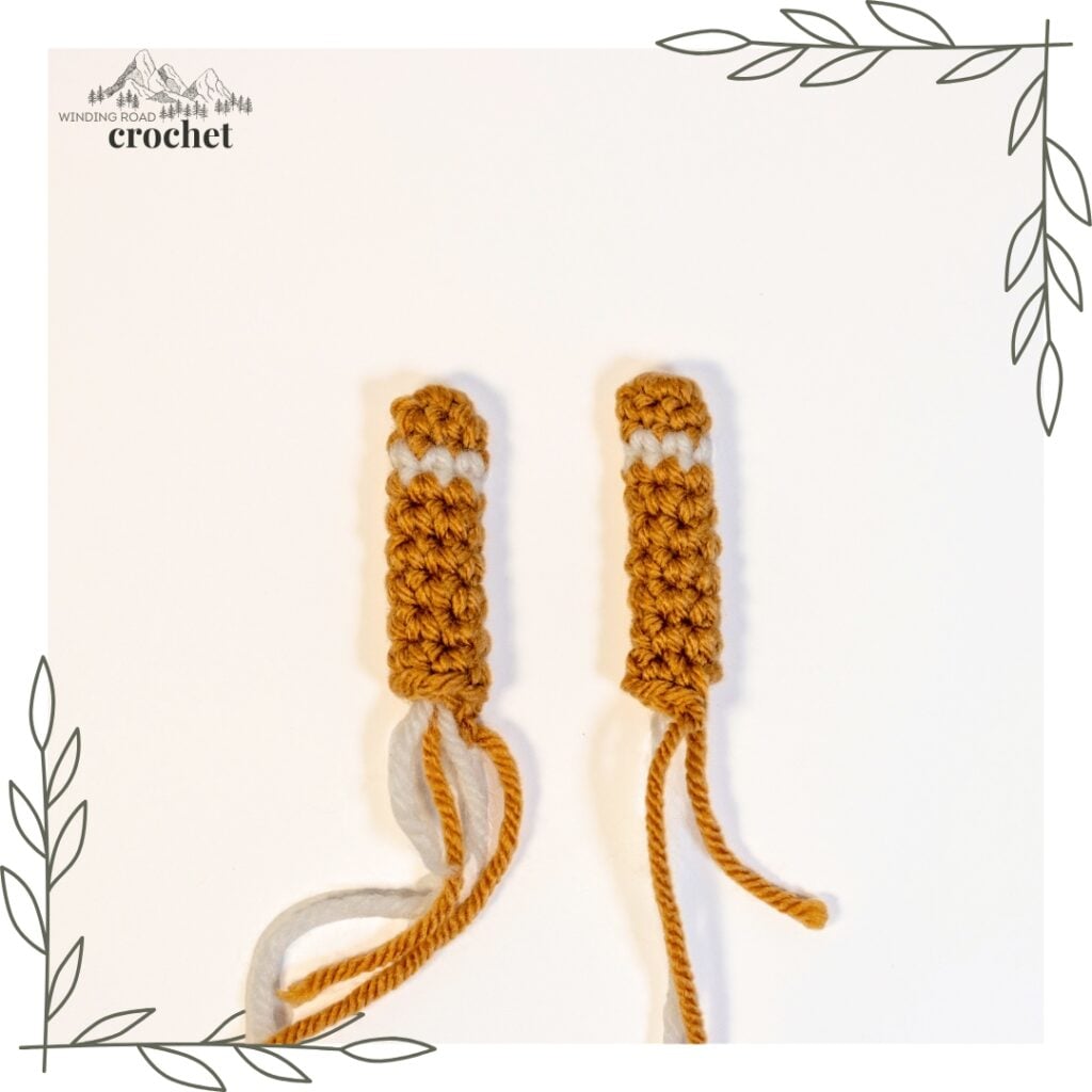 crochet gingerbread gnome arms