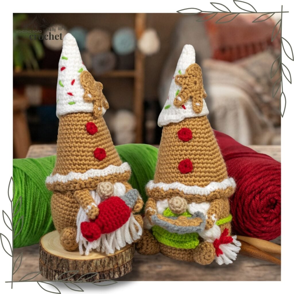 crochet gingerbreqad gnome couple